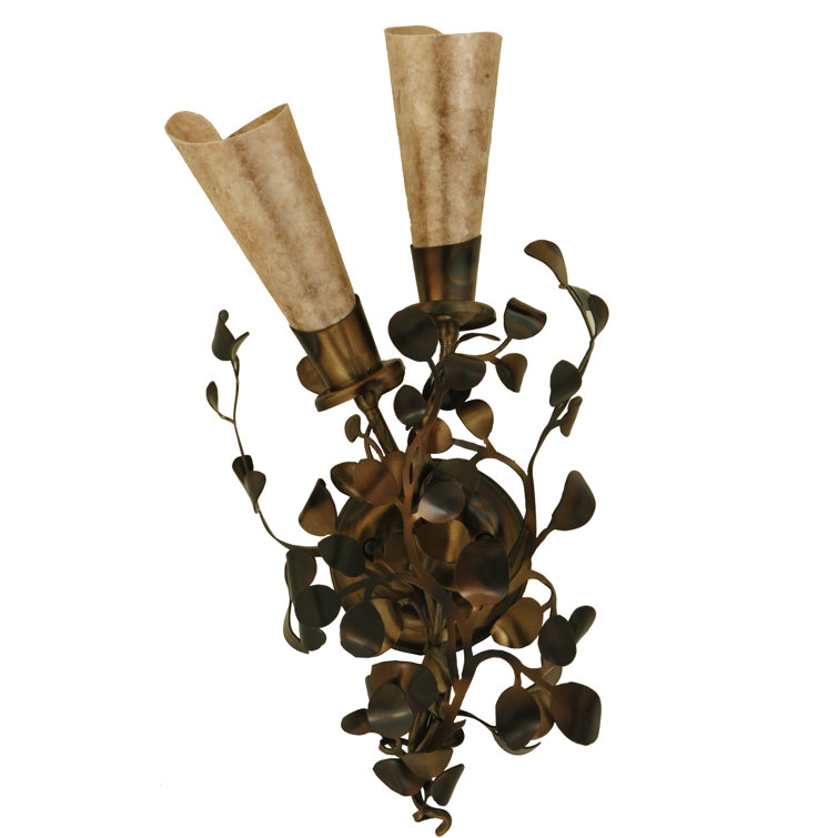 Rustic Lodge Nickel 2-Light Dimmable Wall Sconce