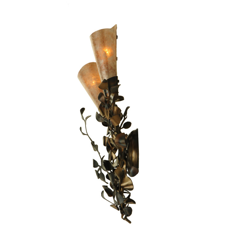 Rustic Lodge Nickel 2-Light Dimmable Wall Sconce