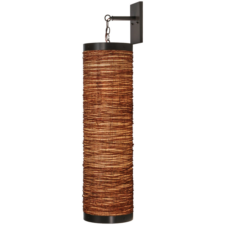 Cilindro Arrow Root 44" Bronze Brown Fabric Sconce