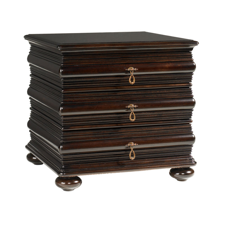 Traditional Brown Mahogany Square Table with Storage