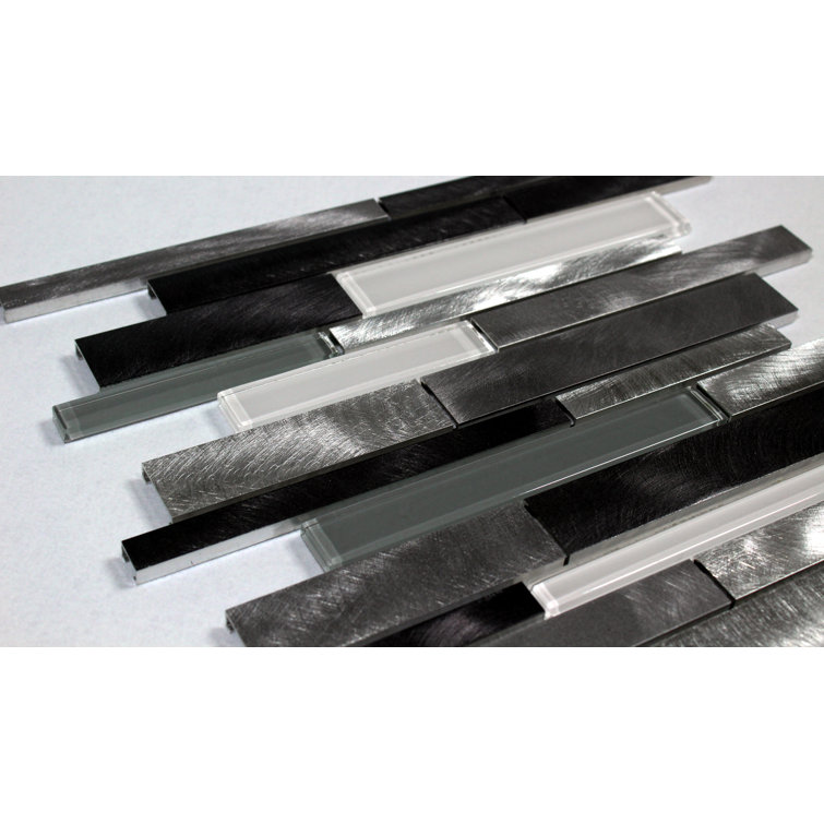 Twilight Gray and White Glass and Aluminum Mosaic Tile