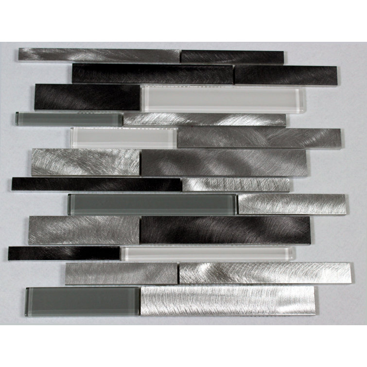 Twilight Gray and White Glass and Aluminum Mosaic Tile