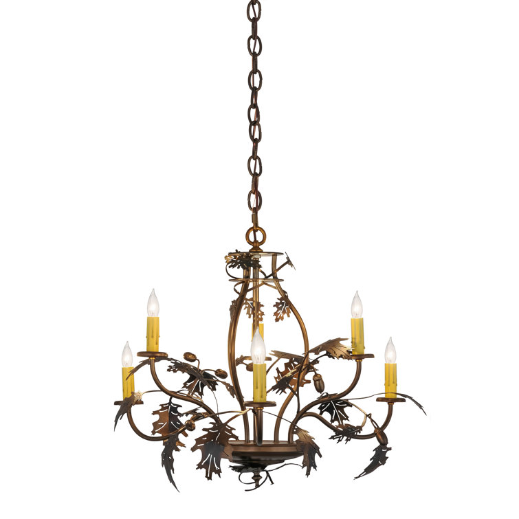 Adirondack Oak Leaf & Acorn 53" Copper Traditional Chandelier
