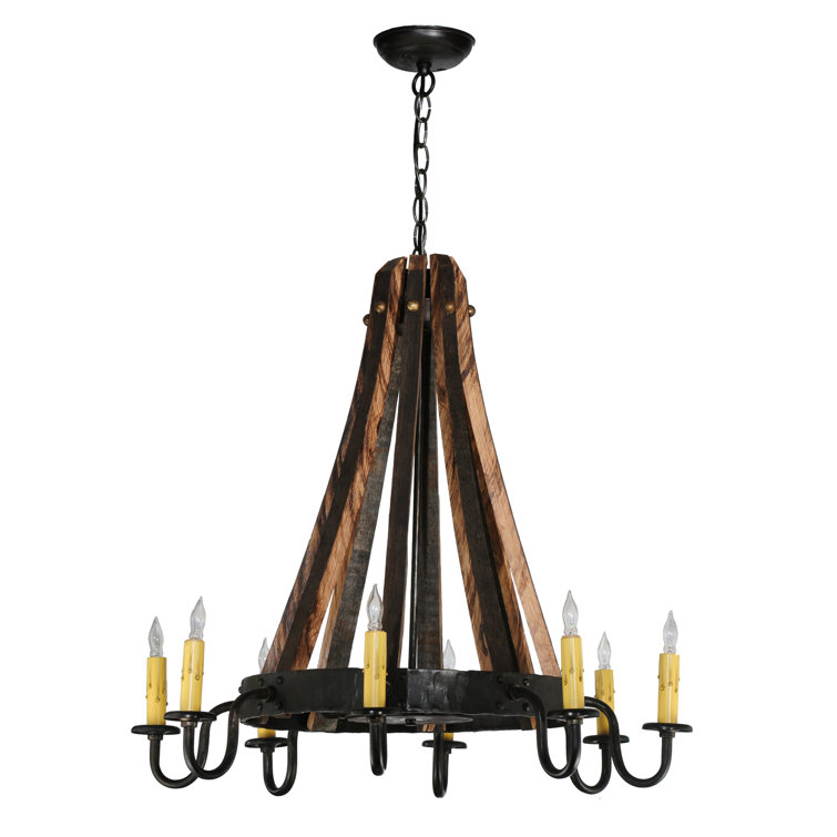 Rustic Elegance 8-Light Bronze Wagon Wheel Chandelier with Ivory Accents