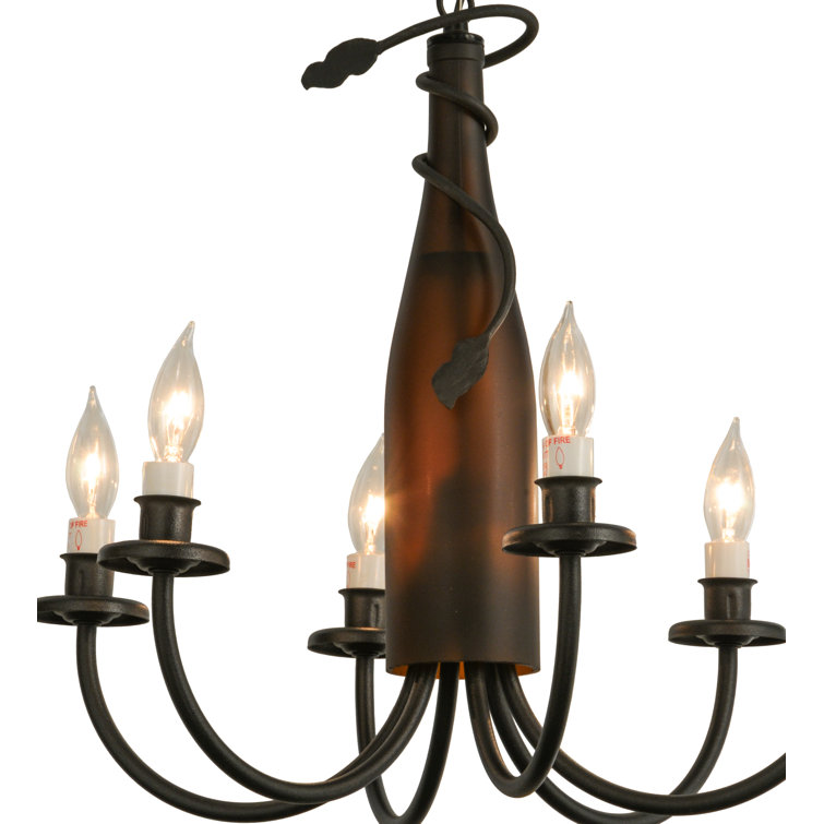 Black Mini 6-Light Plug-in Candle Chandelier