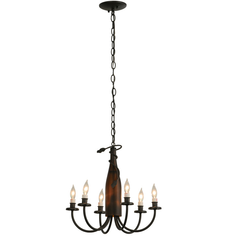 Black Mini 6-Light Plug-in Candle Chandelier