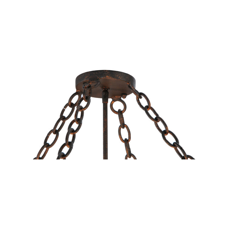 Elegant Scroll 3-Light Indoor/Outdoor Drum LED Chandelier in Copper Rust