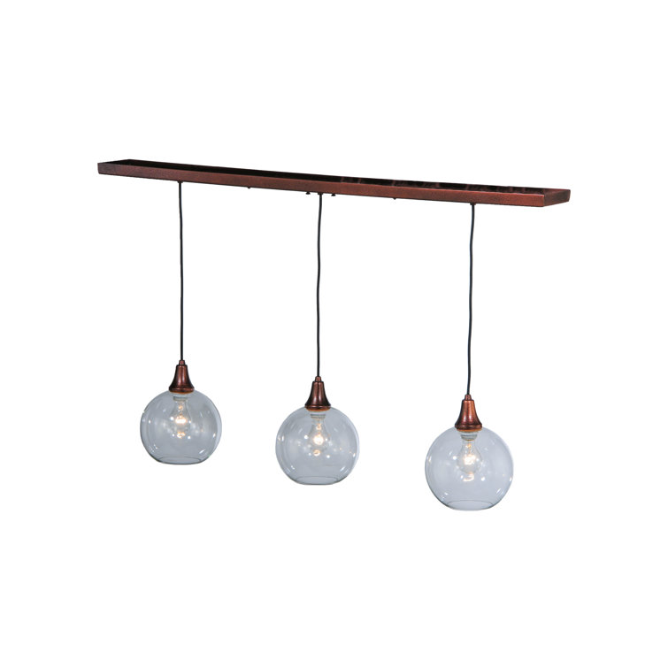 48" Bronze and Glass 3-Light Island Pendant
