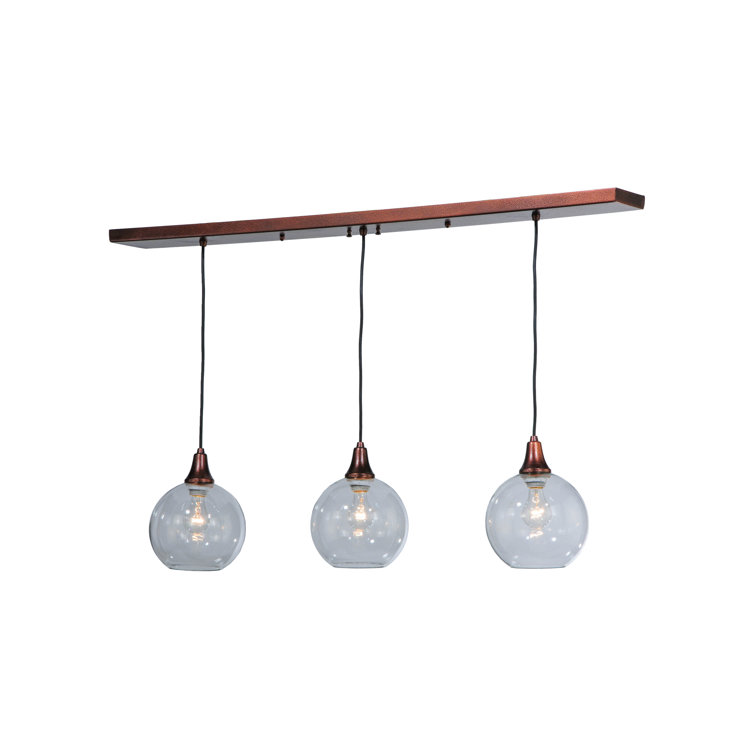 48" Bronze and Glass 3-Light Island Pendant