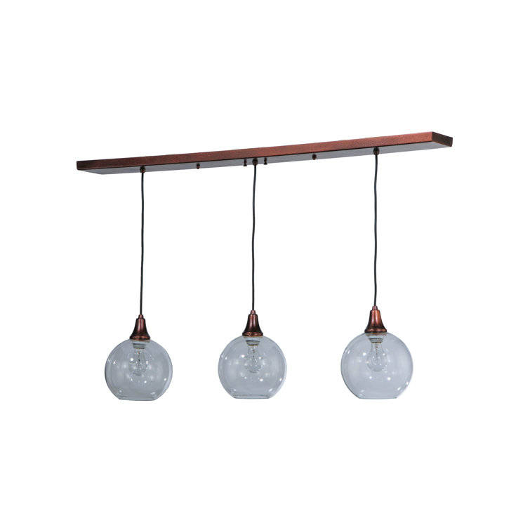 48" Bronze and Glass 3-Light Island Pendant
