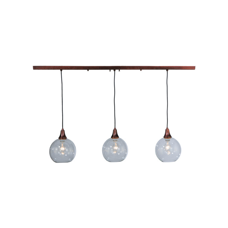 48" Bronze and Glass 3-Light Island Pendant