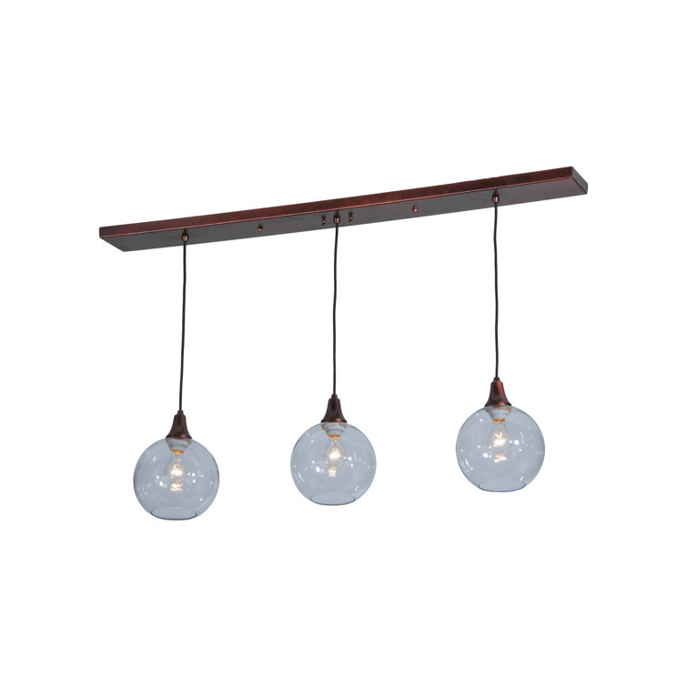 48" Bronze and Glass 3-Light Island Pendant