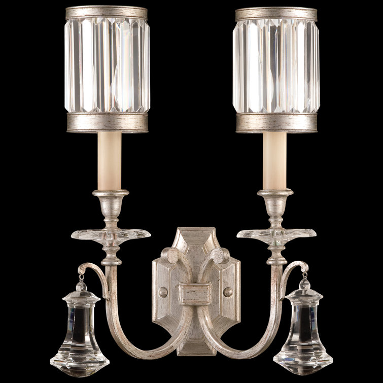 Eaton Place 19" Dimmable Silver Wall Sconce with Crystal Shade