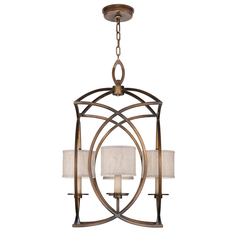 Cienfuegos 72'' Bronze Geometric Chandelier with Beige Frosted Shades