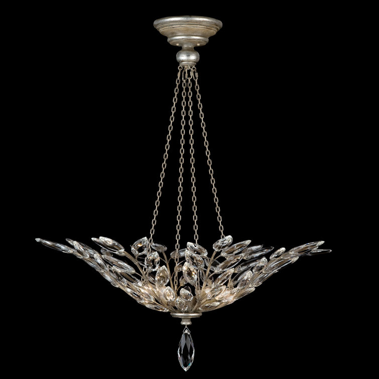 Elegant Silver Crystal Laurel 4-Light Pendant