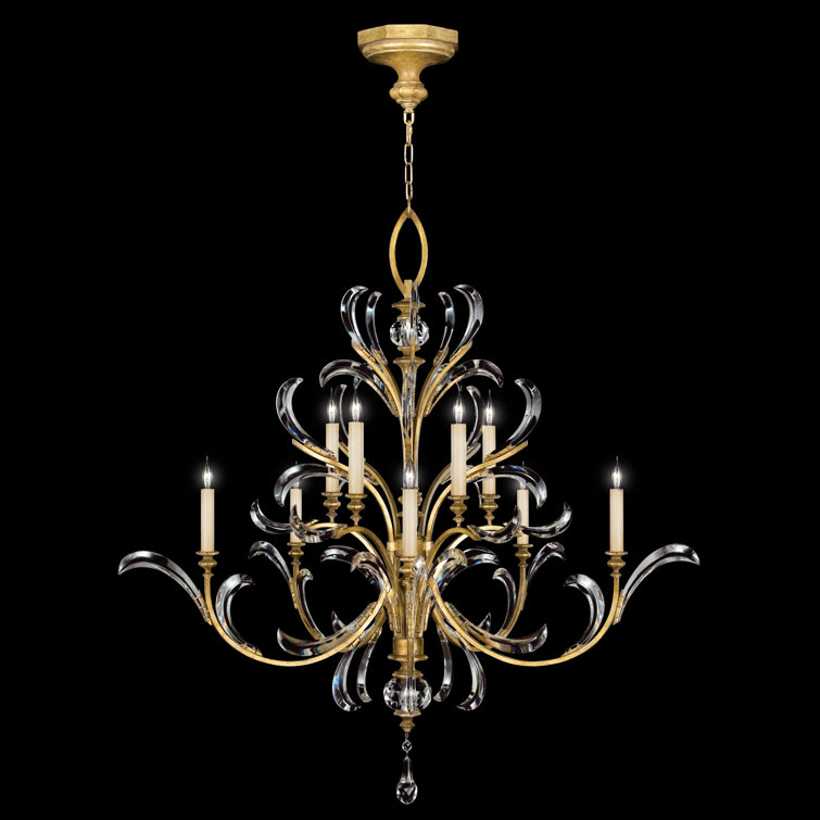 Gold Beveled Arcs 10-Light Indoor Chandelier