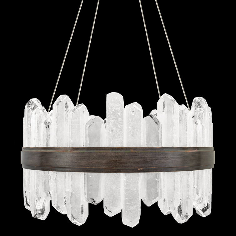 Lior Patinated Bronze 24-Light LED Pendant with Rock Crystal Glass