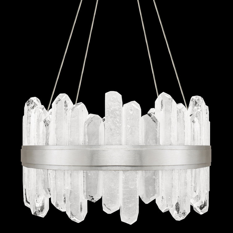 Lior 21" Silver Leaf LED Pendant with Rock Crystal Glass