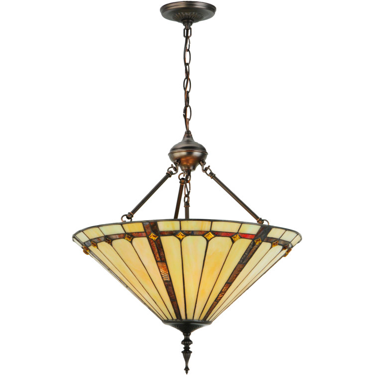 Elegant 3-Light Indoor/Outdoor Pendant in Mahogany Bronze and Iridescent Glass