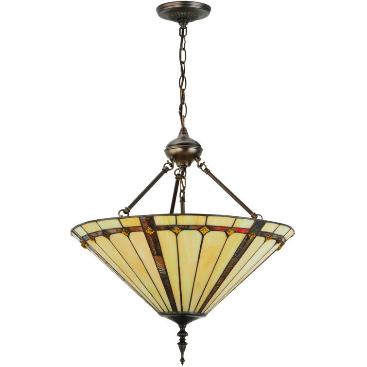 Elegant 3-Light Indoor/Outdoor Pendant in Mahogany Bronze and Iridescent Glass