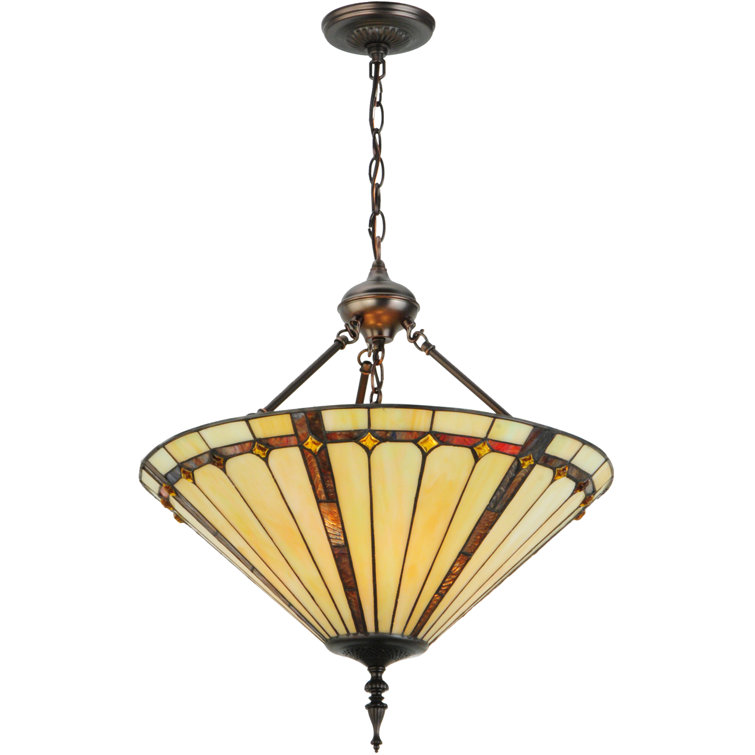 Elegant 3-Light Indoor/Outdoor Pendant in Mahogany Bronze and Iridescent Glass