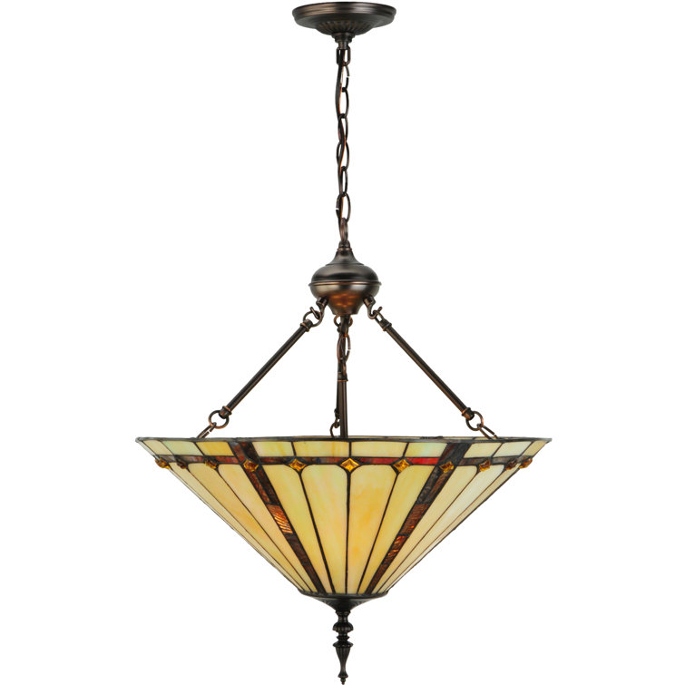 Elegant 3-Light Indoor/Outdoor Pendant in Mahogany Bronze and Iridescent Glass