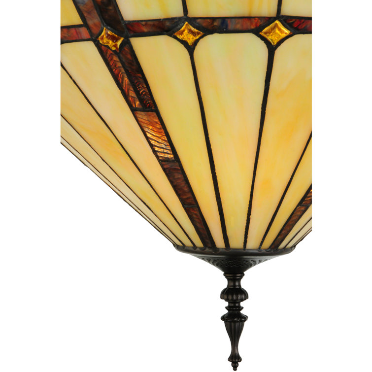 Elegant 3-Light Indoor/Outdoor Pendant in Mahogany Bronze and Iridescent Glass