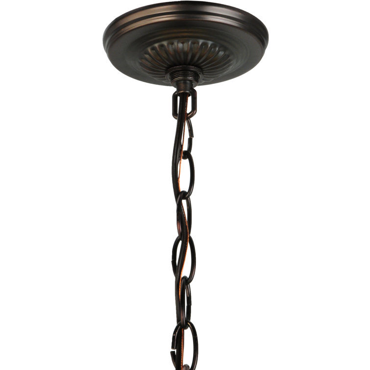 Elegant 3-Light Indoor/Outdoor Pendant in Mahogany Bronze and Iridescent Glass
