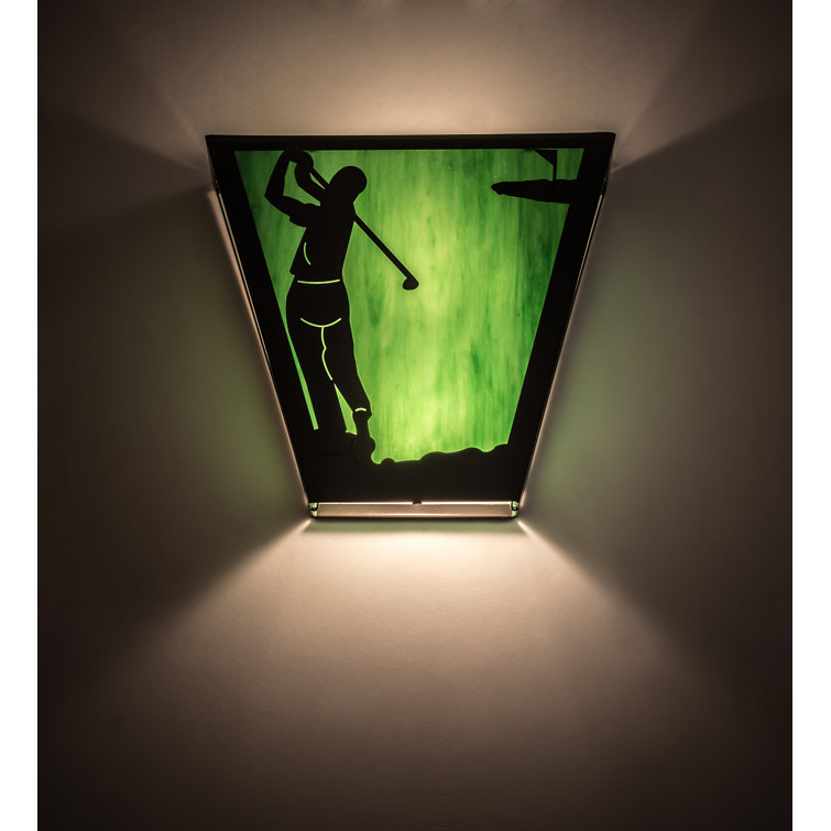 Meyda 13" Bronze Black & Green Glass Novelty Sconce