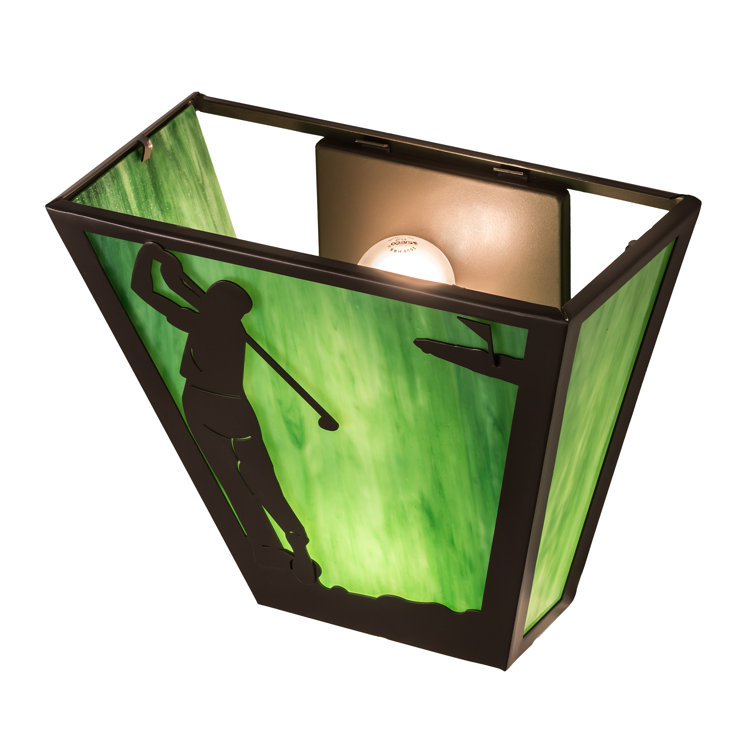 Meyda 13" Bronze Black & Green Glass Novelty Sconce