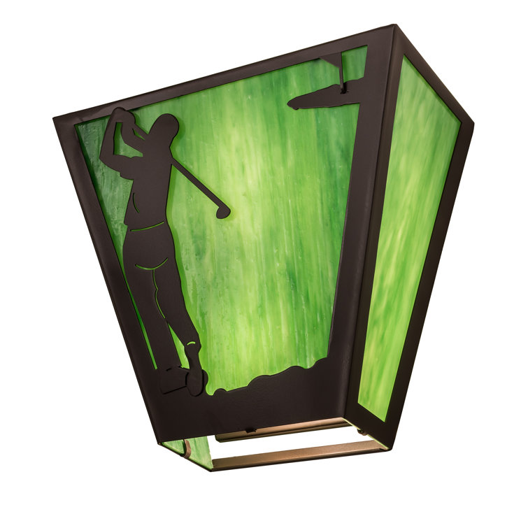 Meyda 13" Bronze Black & Green Glass Novelty Sconce