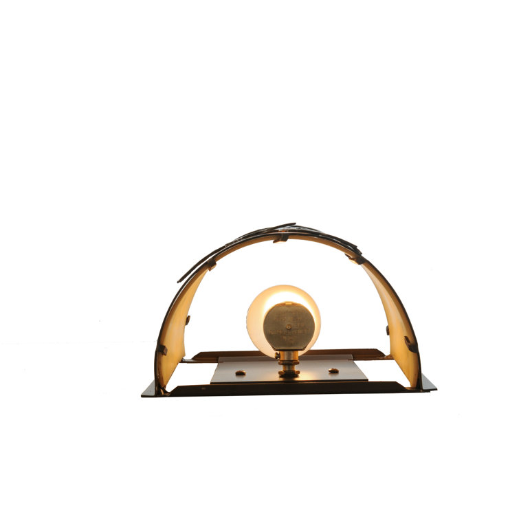 Bronze Heron Design Wall Sconce with Amber Glass