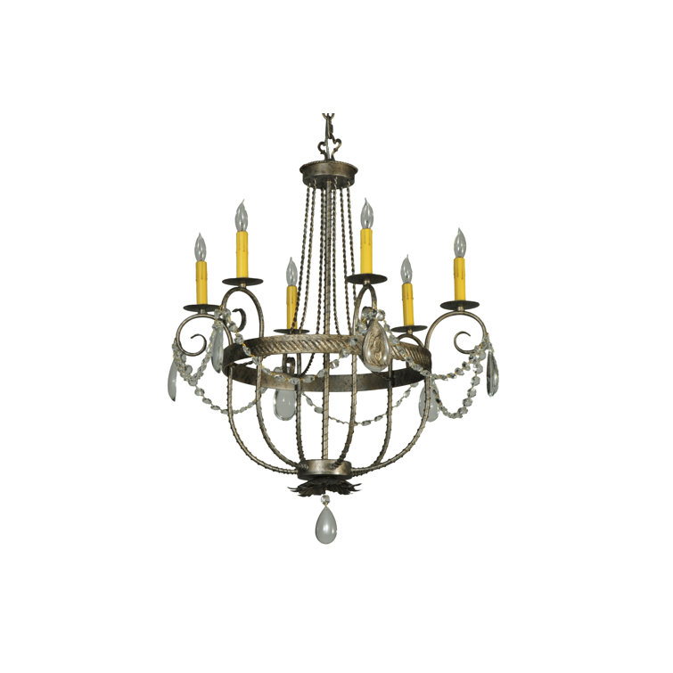Antonia Bronze 6-Light Chandelier with Faux Candlelights