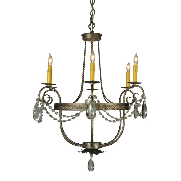 Antonia Bronze 6-Light Chandelier with Faux Candlelights