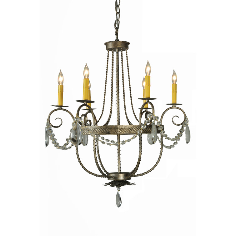 Antonia Bronze 6-Light Chandelier with Faux Candlelights