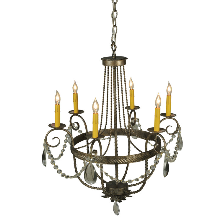 Antonia Bronze 6-Light Chandelier with Faux Candlelights