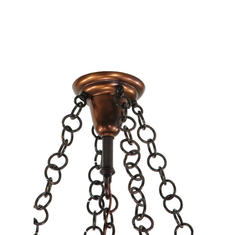 Auburn Copper 5-Light Chandelier with Beige Glass Shades