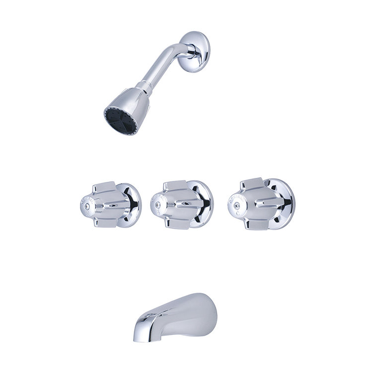 Jet Rain Chrome 2" Round Wall Mounted Shower Head with Triple Knob