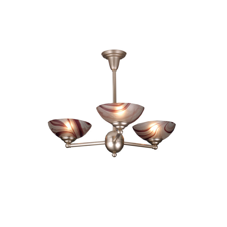 Elegant Brushed Nickel 3-Light Chandelier with Glass Shades