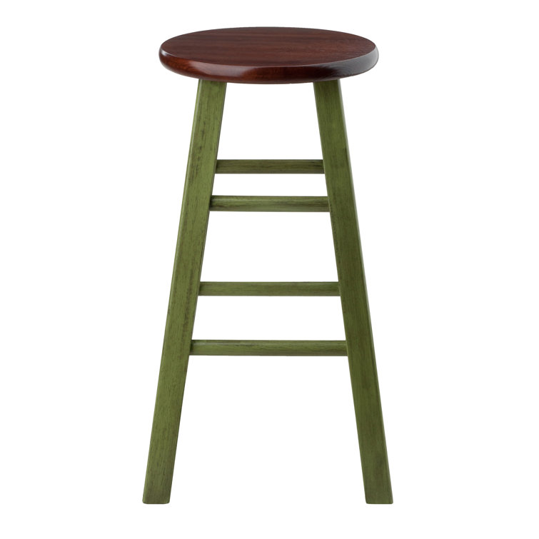 Winsome Ivy 24" Rustic Green & Walnut Wood Counter Stool