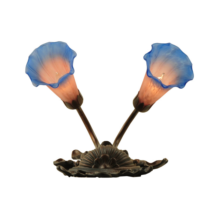 Meyda 17.5'' Bronze Dimmable Wall Sconce with Pink/Blue Lily Shades