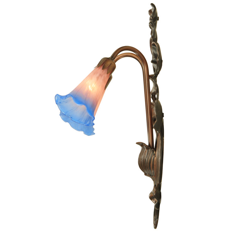 Meyda 17.5'' Bronze Dimmable Wall Sconce with Pink/Blue Lily Shades