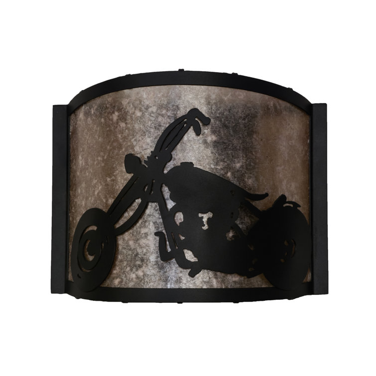 Road Warrior Black Motorcycle Accented Dimmable Sconce