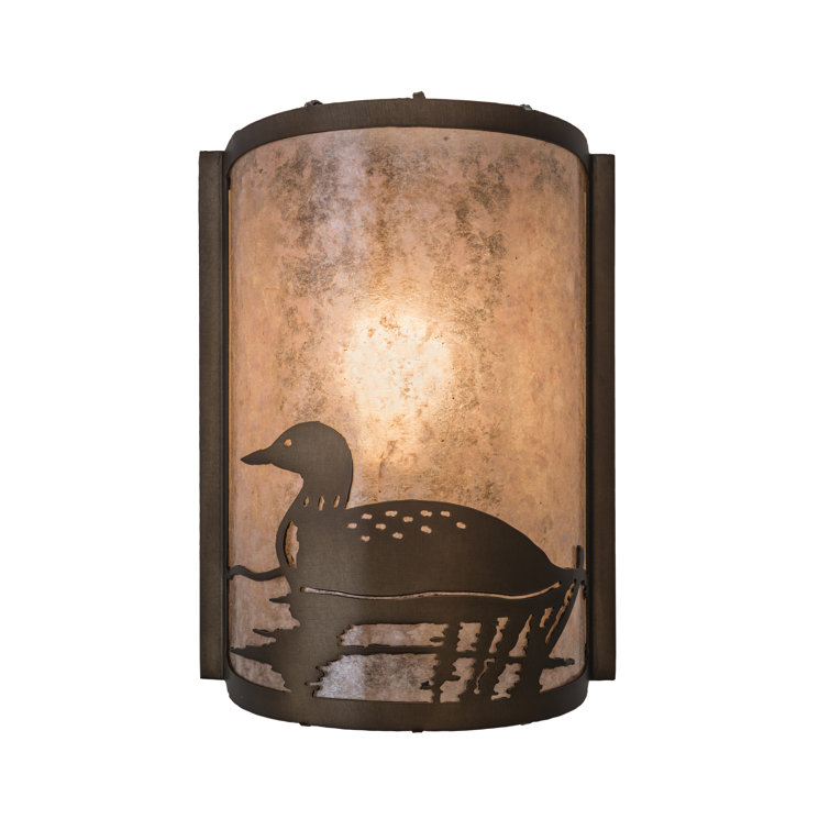Antique Copper Loon Lakeside 12'' Outdoor Sconce with Silver Mica Shade