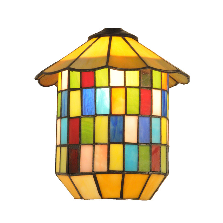 Meyer Bronze Lantern 1-Light Wall Sconce with Art Glass Shade