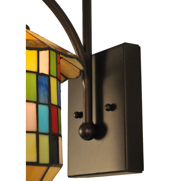 Meyer Bronze Lantern 1-Light Wall Sconce with Art Glass Shade