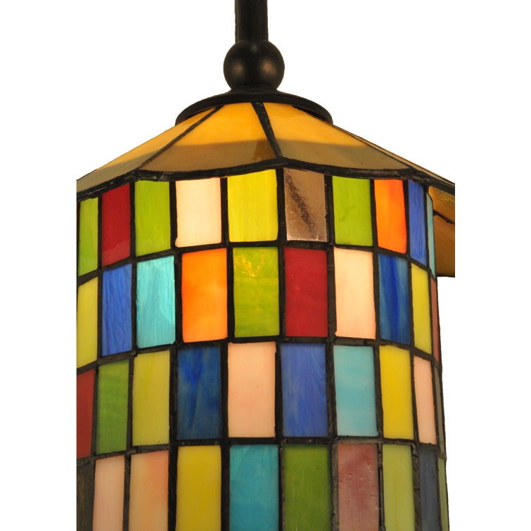 Meyer Bronze Lantern 1-Light Wall Sconce with Art Glass Shade