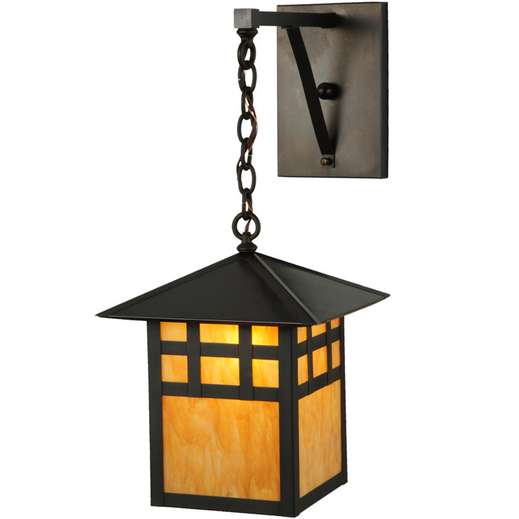 Black Mission Style Hanging Lantern Sconce