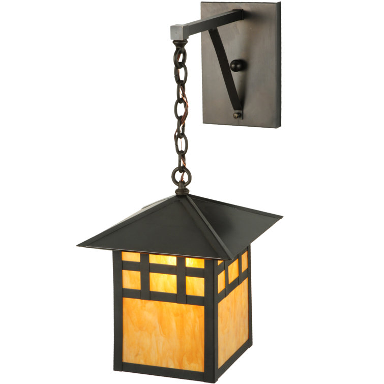 Black Mission Style Hanging Lantern Sconce