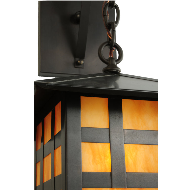 Black Mission Style Hanging Lantern Sconce